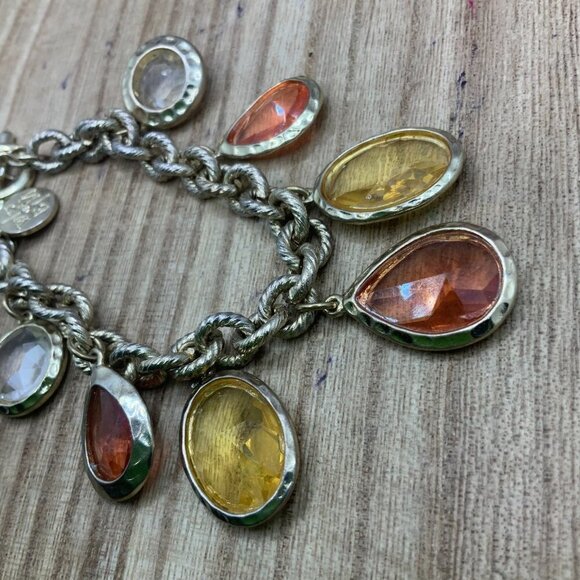 White House Black Market Jewelry - WHBM Gold Tone Orange, Yellow Faceted Dangle Bracelet